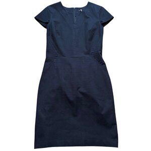 Banana Republic Tall Size 14 Black Short Cap Sleeves Knee Length Sheath Dress